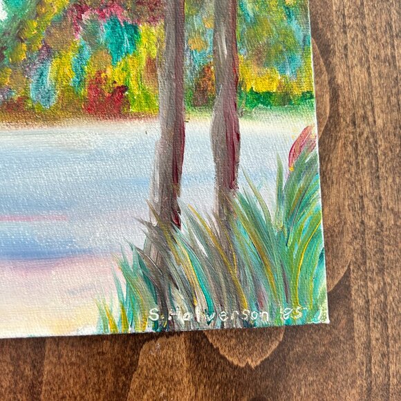 Vtg 1985 Original Oil Painting On Canvas Board Set of 3 Seasons Artist Signed - Picture 8 of 16